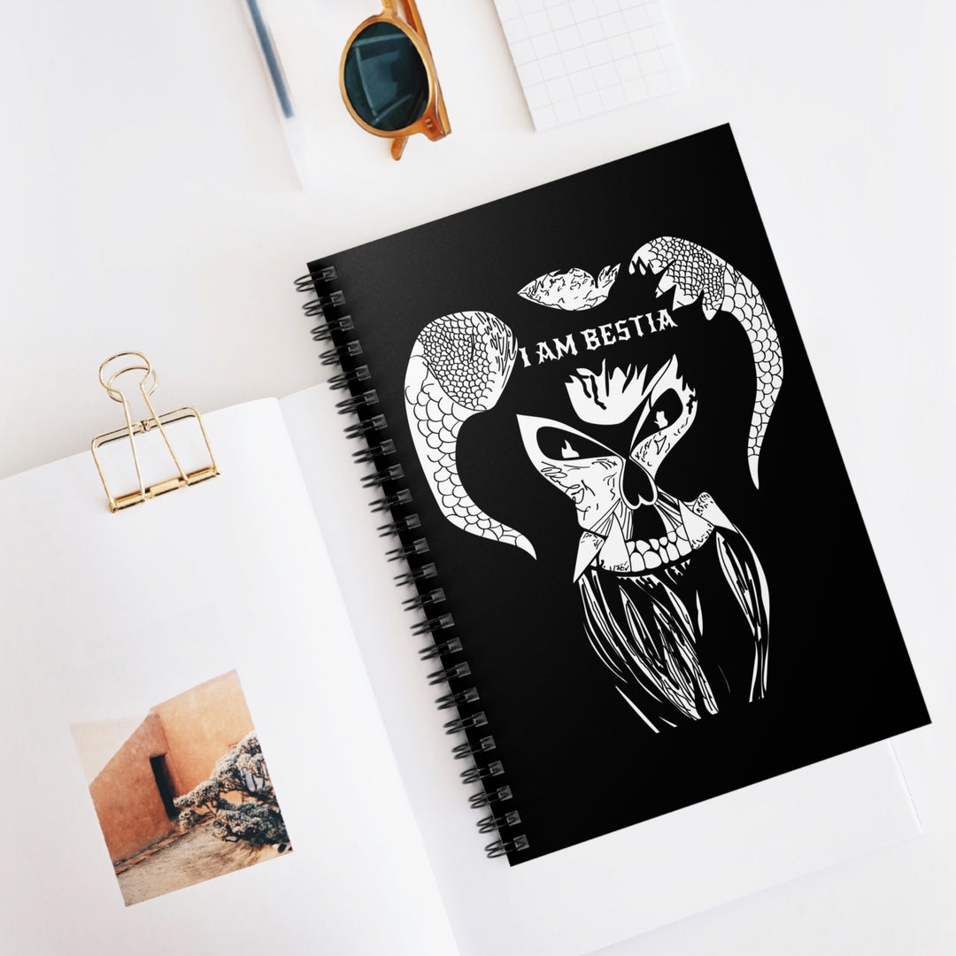I Am Bestia White Logo Spiral Notebook - Ruled Line
