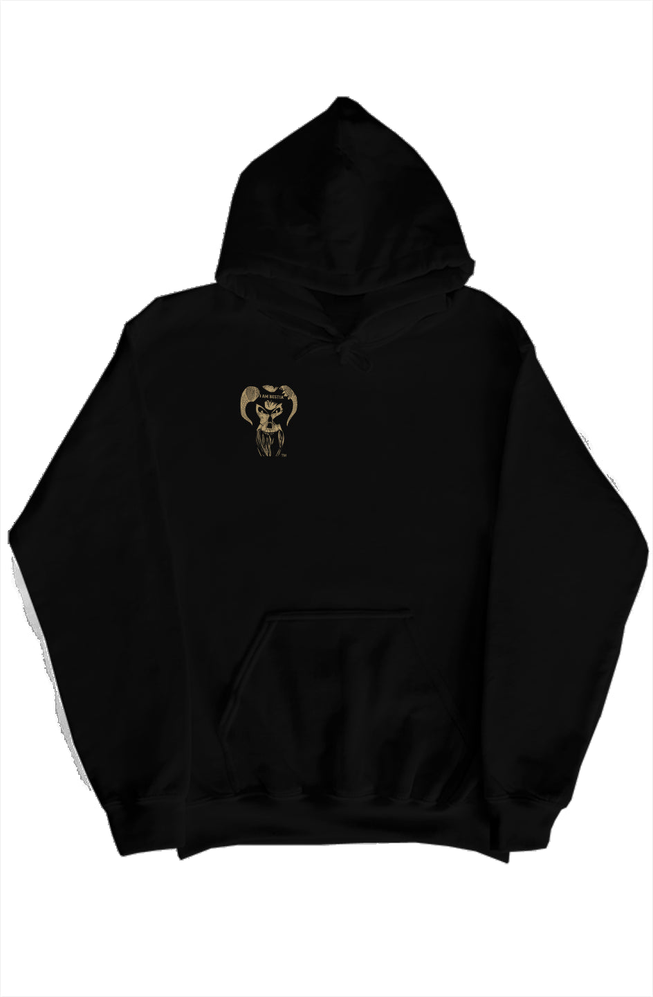 Gold Logo with Artwork on back and Logo Liner inside Hood