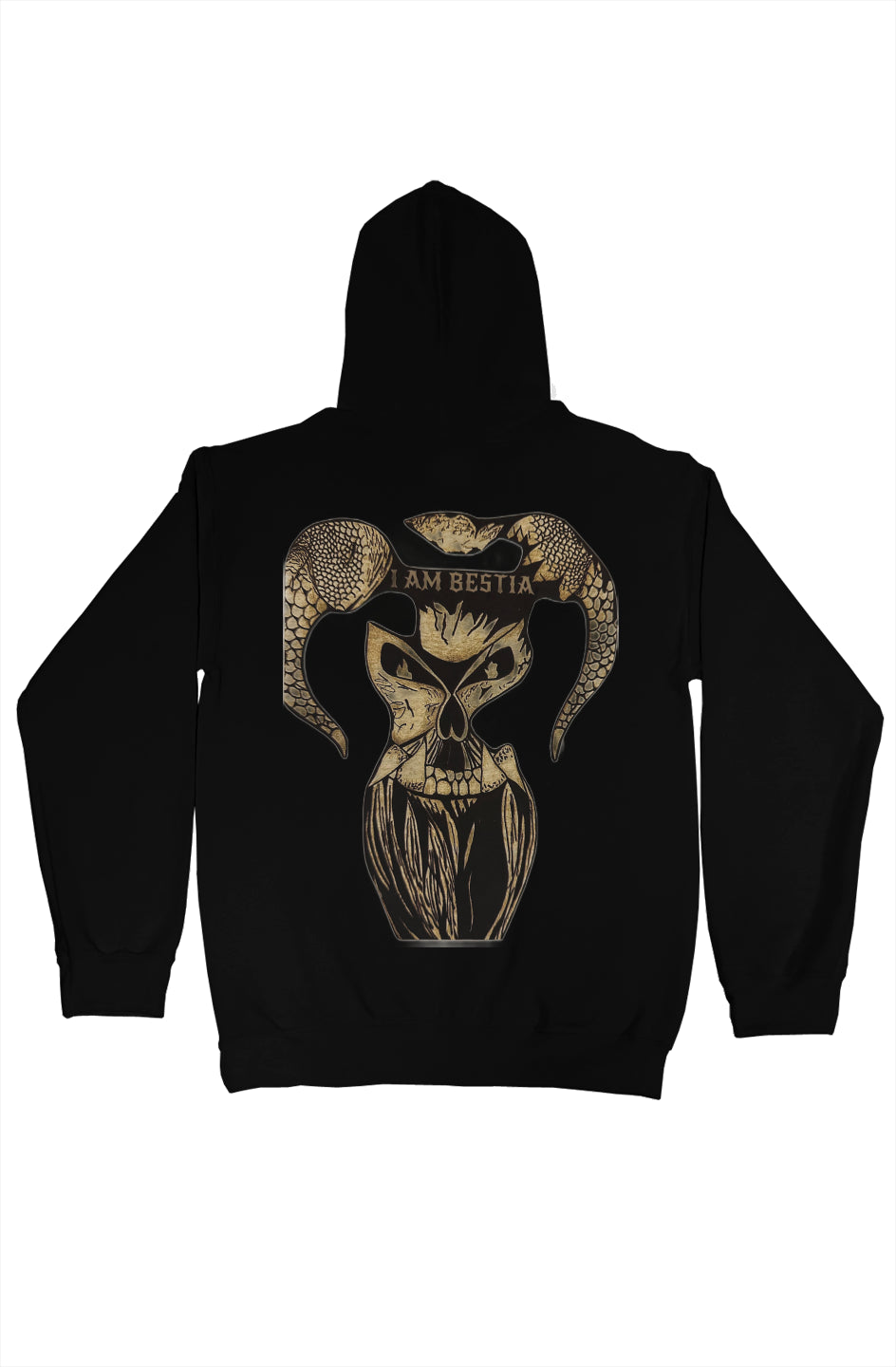 Gold Logo with Artwork on back and Logo Liner inside Hood