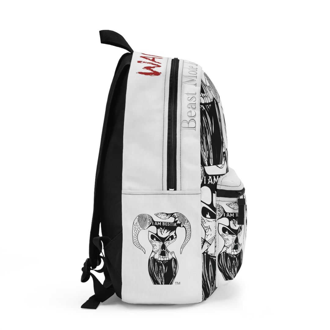 White Backpack Black Logo Edition